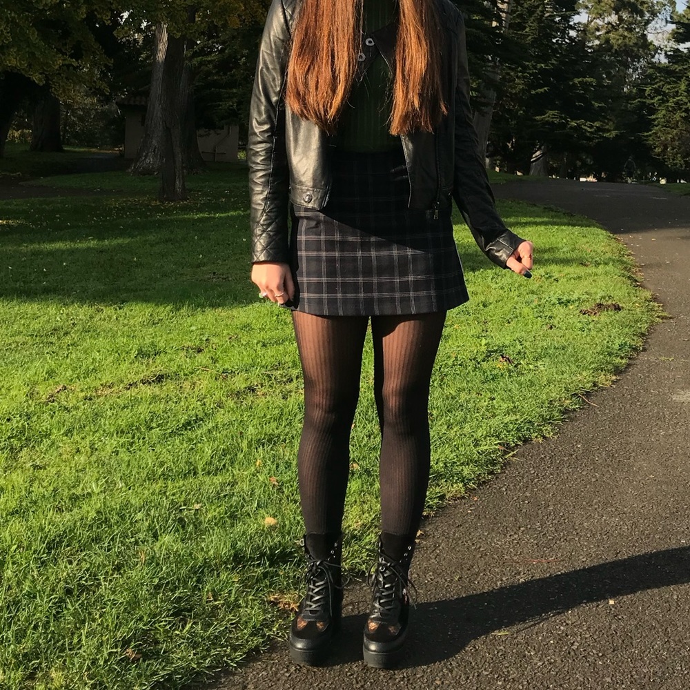 Urban Outfitters Plaid Striped Mini Skirt
